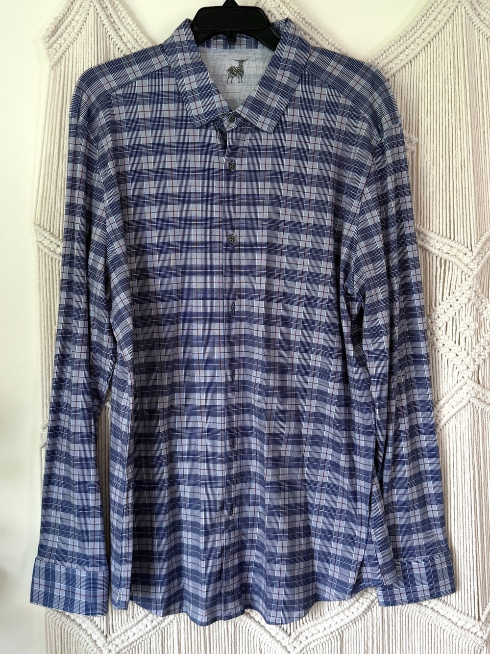 Raffi Blue Plaid Botton Down Shirt XL
